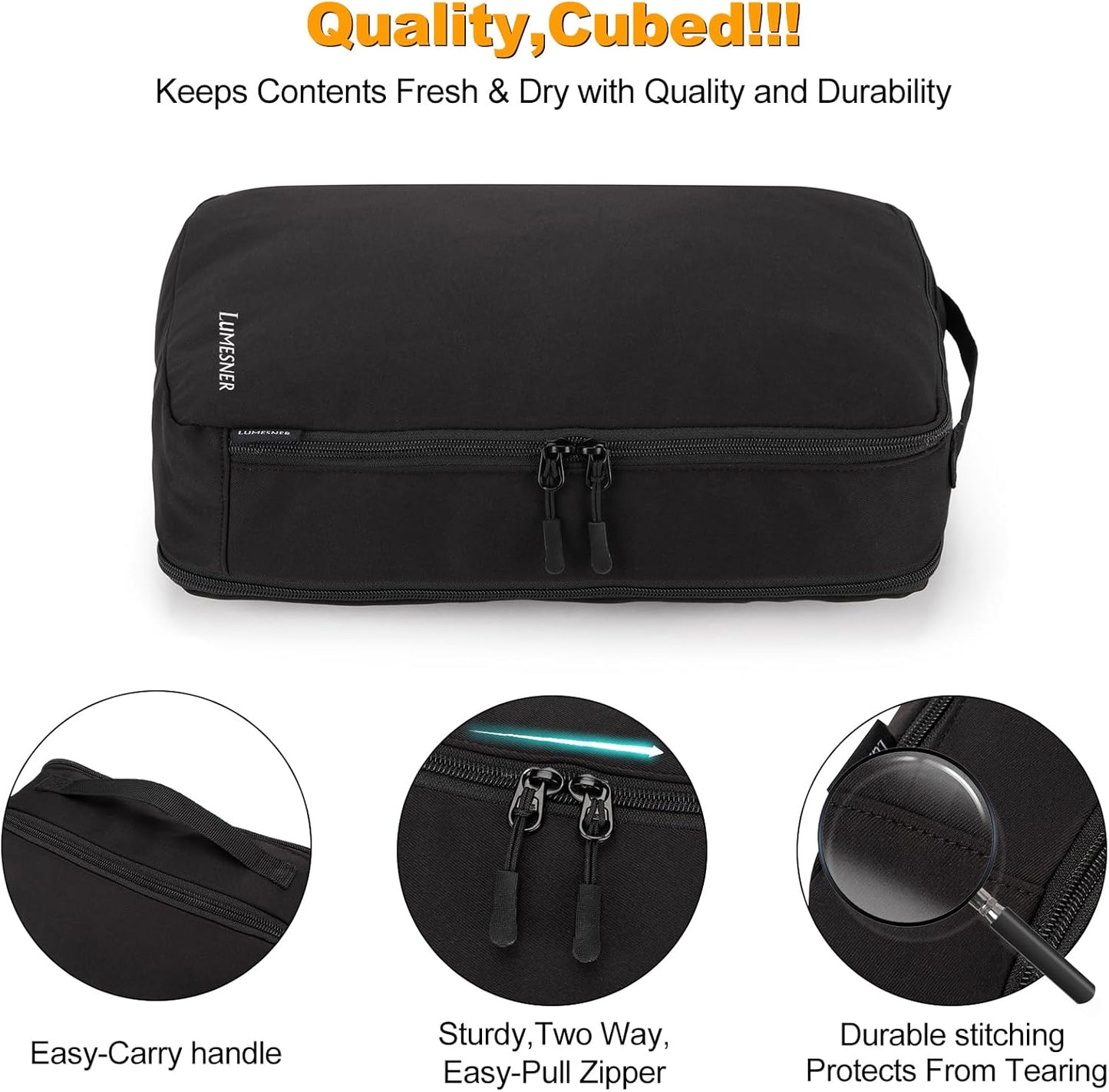 Lumesner 8 Set Compression Packing Cubes for Travel, Waterproof Luggage Organizers, Suitcase Organizer Set for Carry-On & Checked Baggage, Travel Accessories for Men & Women