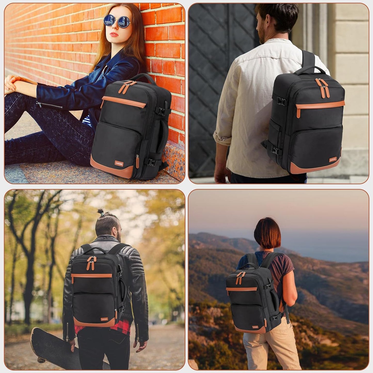 Lumenser 40L Travel Backpack with USB Charging Port, Water-Resistant Carry On Backpack for Men Women, Business Laptop Backpack for Trips & Commutes, Fits 17.3 Inch Laptop