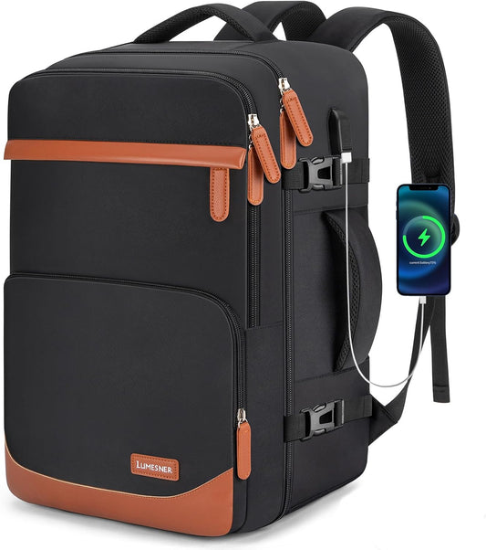 Lumenser 40L Travel Backpack with USB Charging Port, Water-Resistant Carry On Backpack for Men Women, Business Laptop Backpack for Trips & Commutes, Fits 17.3 Inch Laptop