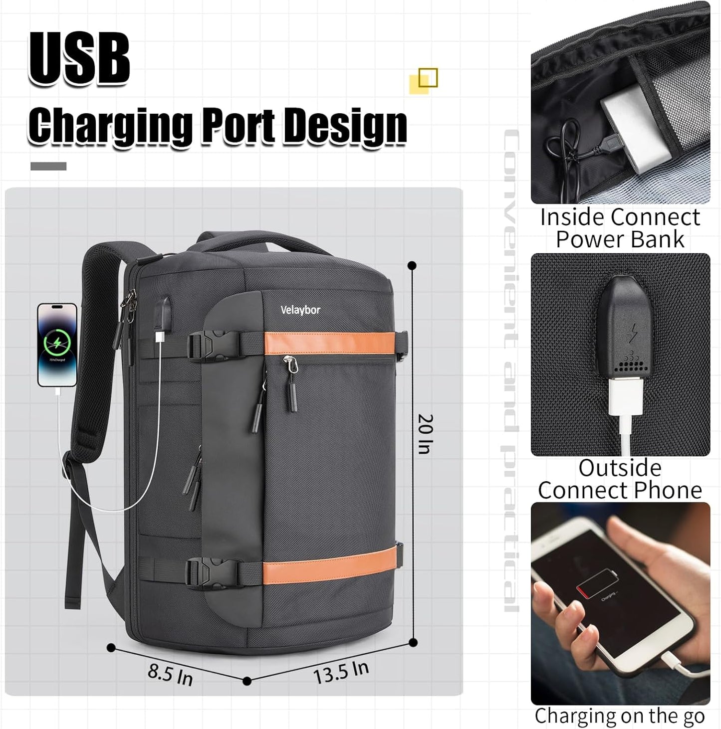 42L Travel Backpack with 4 Packing Cubes, TSA Friendly Flight Approved Carry-On Bag with USB Charging Port, Water-Resistant Weekender Business Backpack for Men Women, Fits 17.3" Laptop